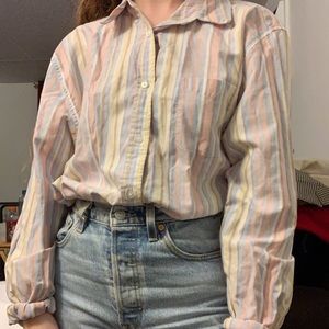 Colorful Striped Button Up Blouse